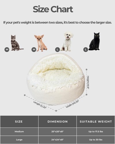 Hooded Plush Corduroy Cat & Dog Bed Cave - Cozy Indoor Cat Bed, Calming Soft ... - Picture 2 of 7