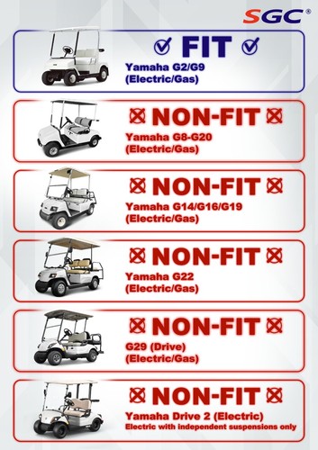 YAMAHA G2/G9 ELECTRIC/GAS GOLF CART 4" LIFT KIT + 12" WHEELS and 20" AT TIRES  - Picture 2 of 7