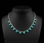 Turquoise Gemstone Necklace 925 Sterling Silver Handmade Gift 18"