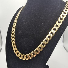 Solid 9ct Gold Curb Chain Necklace – 24” – 62.27g – 10mm – Heavy –Hallmarked 375