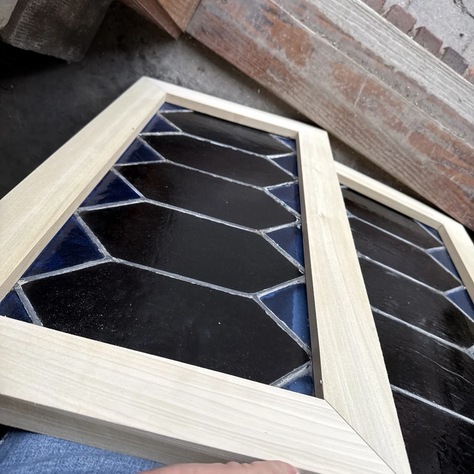 SG5117 Two Av price each antique Stained Glass window 16.25 x 31.25 - Image 3 of 4