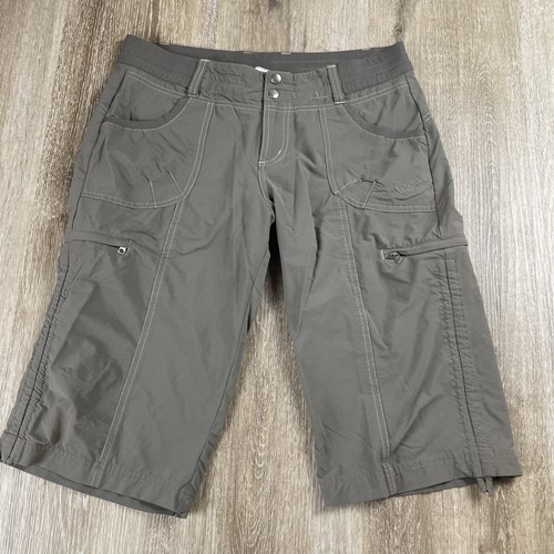 KUHL Hiking Bermuda Shorts Women’s 14 Gray Green Stretch Nylon Cargo Outdoor - Picture 2 of 19