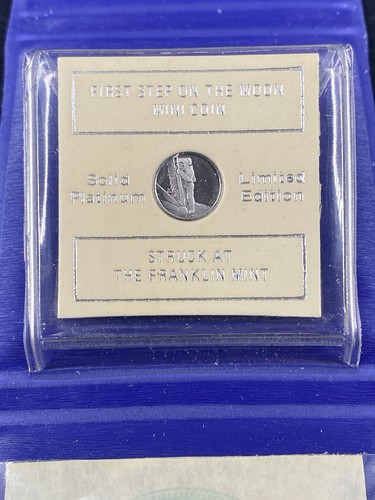 First Step On Moon Mini Coin Solid Platinum Limited Edition Franklin Mint EX+ - Bild 3 von 4