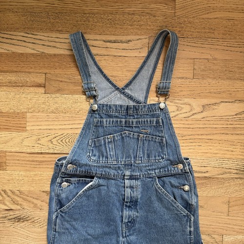 Y2K Old Navy Overalls girls 10 Blue Denim Straight Leg carpenter pockets VTG - Picture 2 of 8