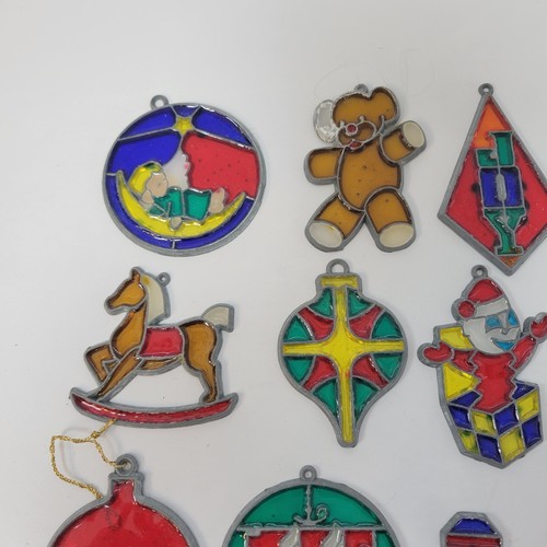 Vintage Stained Glass Christmas Ornaments Set of 23 Assorted Holiday Decorations - Picture 8 of 14