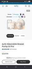Eufy Wearable Breast Pump S1 Pro Electric, Hands-Free, Sealed