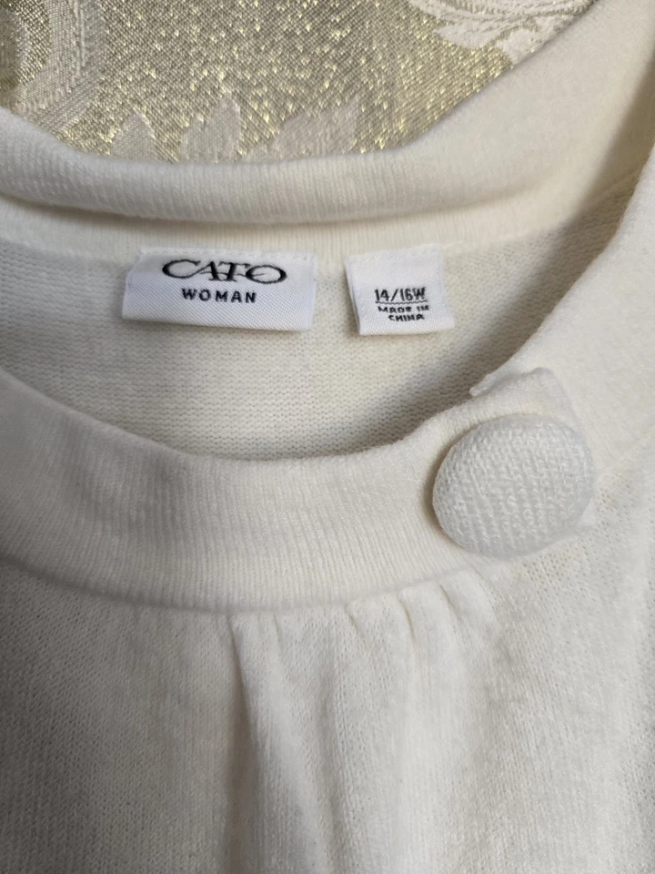 ~CATO~Camisa Pulôver Feminina Manga Longa Marfim Tamanho 14/16W Super Macia! - Imagem 3 de 4