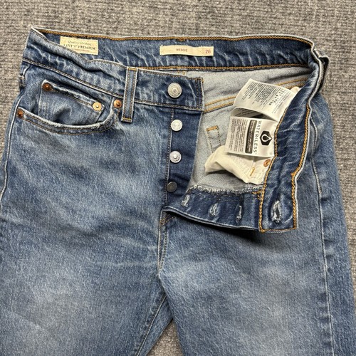 Levis Premium Jeans Womens 26 Blue Wedgie Denim Button Fly Big E 26x27 - Picture 4 of 16