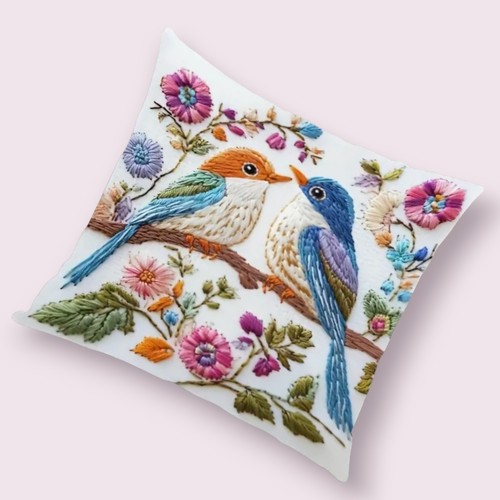 Two Birds in a Floral Setting Cushion COVER 45 x 45cms ~ NOT EMBROIDERED - Picture 4 of 6