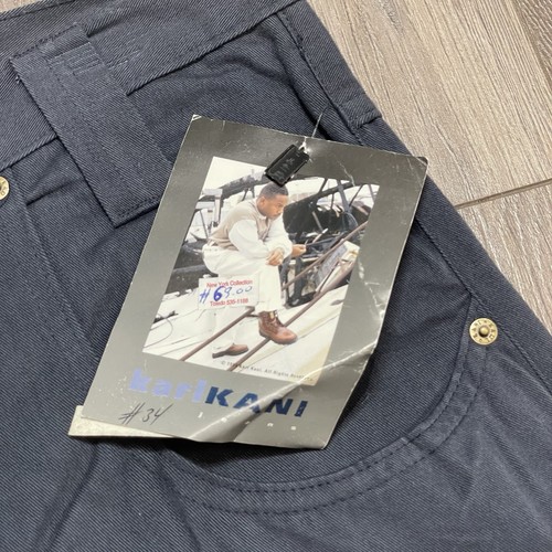 Pantaloncini jeans vintage Karl Kani uomo taglia 34 blu piatto davanti made USA NUOVI CON ETICHETTE - Foto 7 di 11