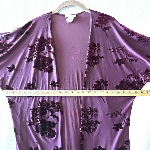 Y2K 90s Velvet Burnout Kimono Floral Boho M Medium Cardigan Fairy Whimsi Purple - Picture 7 of 9