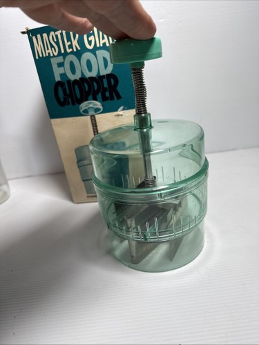 Vintage Retro Master Giant Food Chopper In Box Green Stainless Steel Blades - Bild 9 von 21