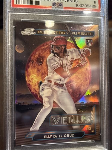 2024 Topps Cosmic Chrome Elly De La Cruz Planetary Pursuit Venus #4 RC PSA 8 NM - Bild 3 von 4