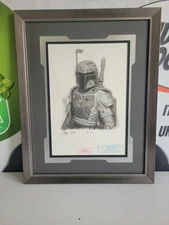 ⭐ 1/1 Robert Bailey Boba Fett Original Sketch – Lucasfilm Licensed, Framed