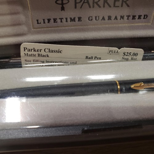Parker Classic Ball Pen 14K Gold Trim New in Gift Box Matte Black - Picture 5 of 8
