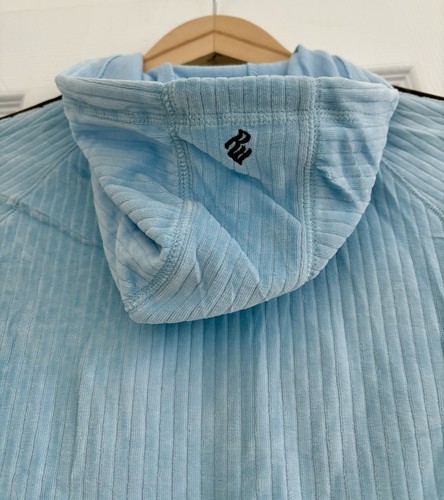 NWT vtg 90s ROCAWEAR baby blue velour Jacket Top Hoodie Sweater Y2K hip hop M - Picture 6 of 6
