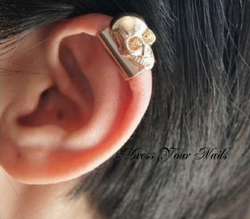 Skull Ear Bone Ear Cuff Clip Earring Goth Punk Fashion Jewellery - UK - Picture 3 of 4