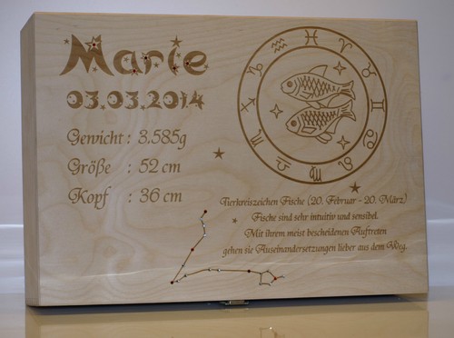 Holzkiste Gravur Geburtskiste personalisierte Erinnerungskiste Taufgeschenk - Bild 3 von 8
