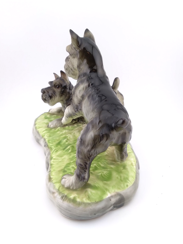 1940's Shafford Pair of Playful Schnauzer Puppy Dogs Porcelain Figurine Japan 7" - Picture 9 of 22