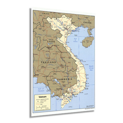 2001 Vietnam Map Poster - Vietnam Cambodia Laos Thailand Wall Art Decor Print