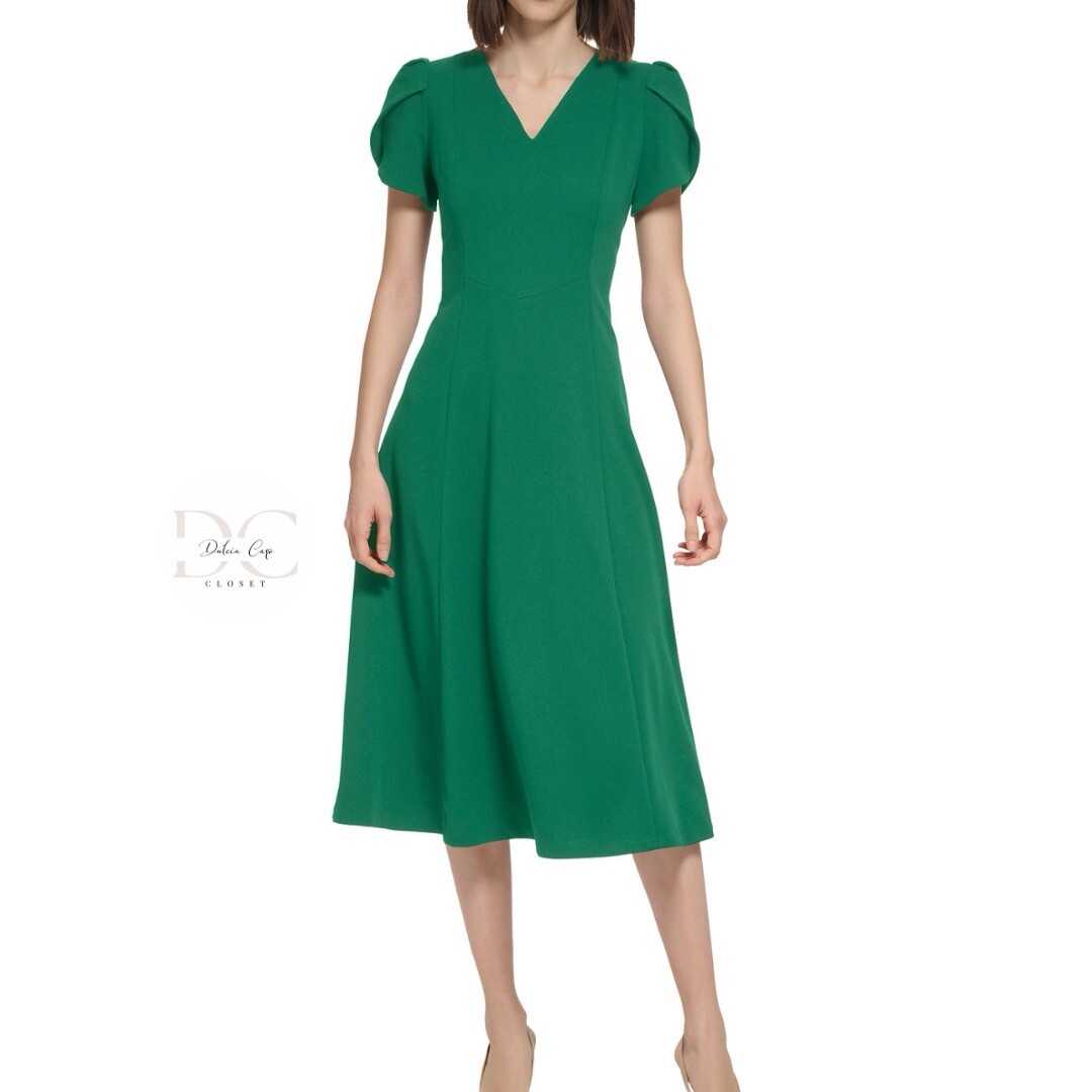 Calvin klein tulip sleeve midi dress on sale
