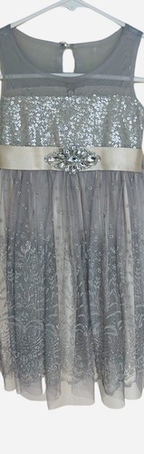 Iris & Ivy Gray Silver Sparkle Sleeveless Special Occasion Dress Girls Size 4 - Picture 6 of 7