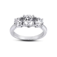 1.68ct F/VS2 Round Natural Certified Diamonds 14kw Gold Classic Three-Stone Ring