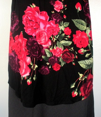 Camisa Top Catherine L Negro Rojo Rosa Flor Gráfico Gorra Mangas - Imagen 4 de 9