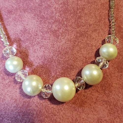 Collar Gargantilla Vintage Blanco Imitación Perla Vidrio Graduado Semilla Cuentas 17" N2 - Imagen 7 de 14