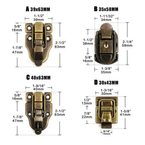 Wooden Chest Box Suitcase Wood Case Lockable Trunk Toggle Hasp Latch Catch Clasp - Picture 2 of 15