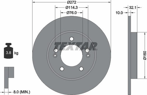 Textar Genuine OE Brake Discs Pair Coated Solid Rear 300 mm 92291703 - Picture 3 of 3