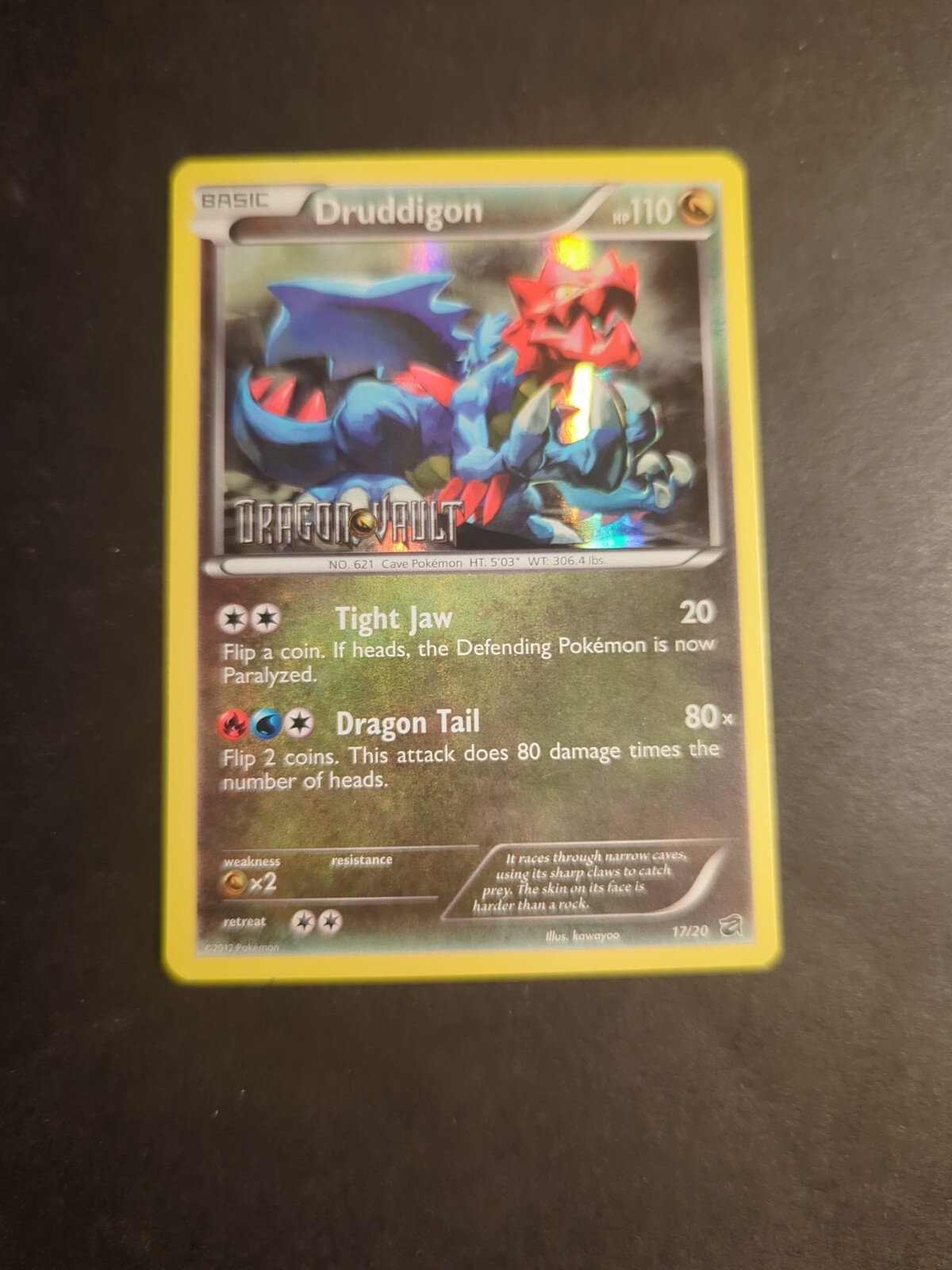Pokemon TCG Card 2012 Dragon Vault Druddigon 17/20 Holo Stamped LP