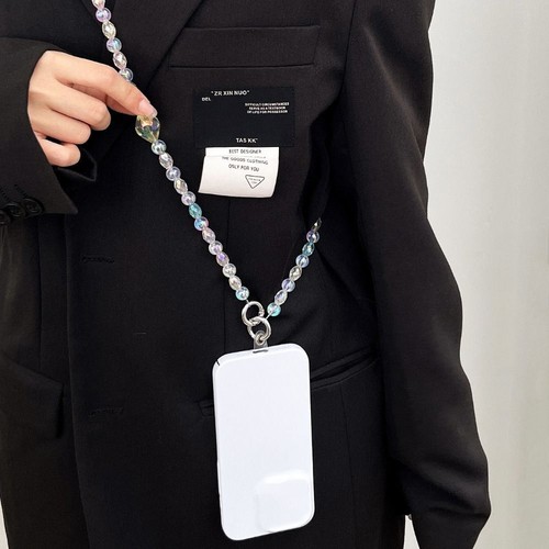 Candy Color Crossbody Bag Strap Chain Beaded Bag Chain Mobile Phone Lanyard - Photo 4 sur 6