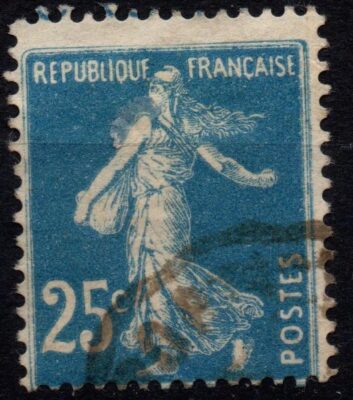 FRANCE 1906/1907 - Used 25c. light blue seeder full background #FRY