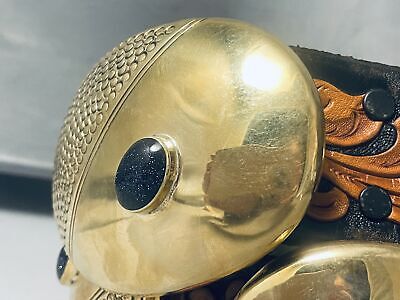 Historical Vintage Orville Tsinnie Native American Navajo Brass Goldstone Concho Belt Historical Vintage Orville Tsinnie Native American Navajo Brass Goldstone Concho Belt