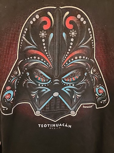 Herren T-Shirt Star Wars Darth Vader Karani Art Mexico Mosaik Blumen schwarz Gr. XL