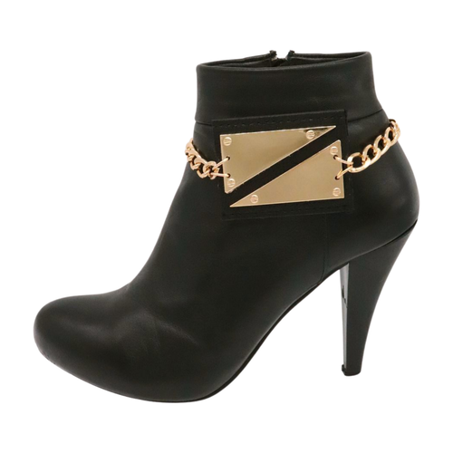 Women Gold Metal Chain Boot Bracelet Shoe Triangles Charm Urban Geometric Shape - Picture 14 of 24