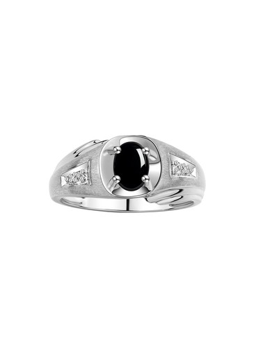 RYLOS Men's 8X6MM Gemstone & Diamond Ring in Sterling Silver, Sizes 8-13 - Picture 13 of 29