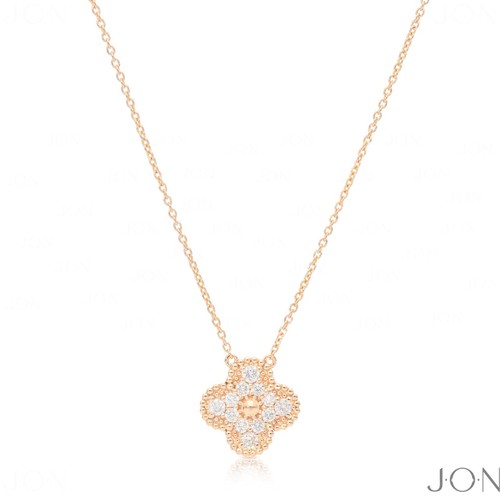 14K Gold 0.40 Ct Natural Diamond Vintage Style Floral Necklace-Gifts for Mom🎁 - Picture 8 of 8