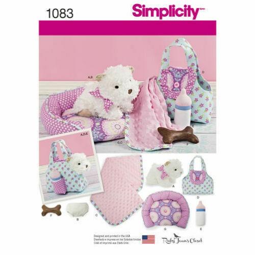 Simplicity Sewing Pattern 1083- 8" Puppy Carrier,Bed,Blanket, Bottle & Diaper - Picture 1 of 4