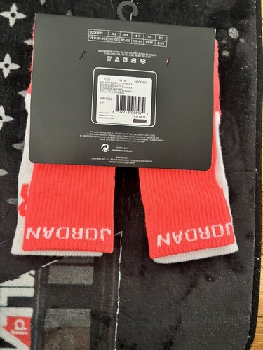Air Jordan Girl'S' 2-Pack Retro 6 High Crew Socks Shoe Sz 10C-3Y Infrared - Picture 2 of 5