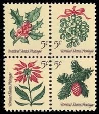 UNITED STATES 1257b - Christmas "Plants" Block of Four (pb64343)