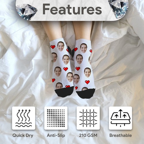 Calcetines de fotos personalizados impresión personalizada secado rápido antideslizantes 210GSM gruesos hechos en el Reino Unido - Imagen 4 de 8
