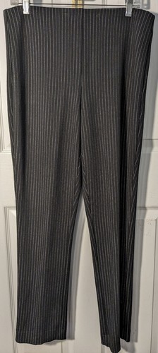 Chico's Black Pinstriped Pull On Career Knit Pants 1.5R 10 Medium Straight Leg - Picture 1 of 3