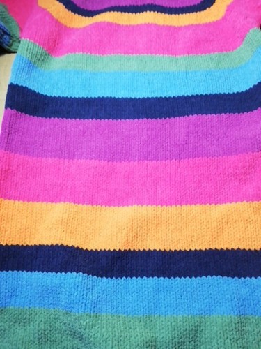 Jumper Dress Girls Striped Rainbow Colour Age 6-7y 100% Polyester Soft Snug - Picture 10 of 10