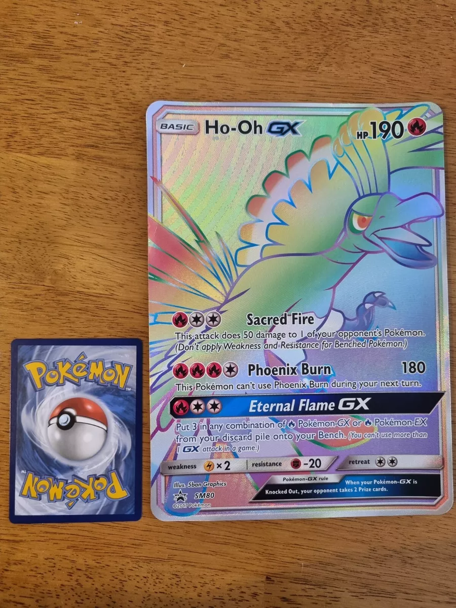 Ho-oh Rainbow Rare GX Black Star Promo Jumbo Card SM80 Near Mint