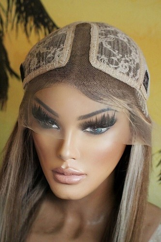 Lace Wig Perücke ombre blond braun dunkelbraun glatt Highlights remy Echthaar - Bild 18 von 18