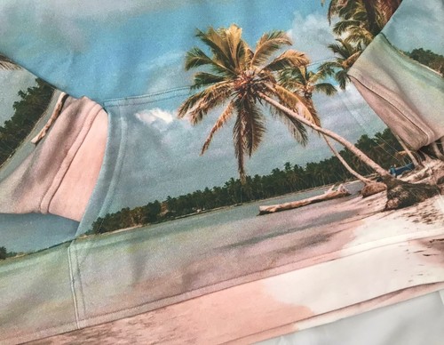 BLANKNYC FRENCH TERRY HOODIE, TROPICAL ISLAND PRINT 'IDEAL PLACE', SIZE M, NWT - Picture 5 of 12