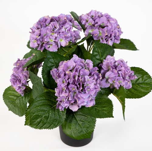 Hortensienbusch Deluxe 42cm lila im Topf LM Kunstblumen künstliche Hortensie - Bild 3 von 6