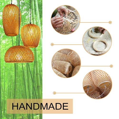 Bamboo Lantern Pendant Lamp Retro Japanese Style E27 Chandelier Hanging Light... - Bild 4 von 9